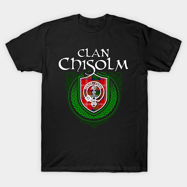 Clan Chisolm Surname Scottish Clan Tartan Crest Badge T-Shirt by Celtic Folk